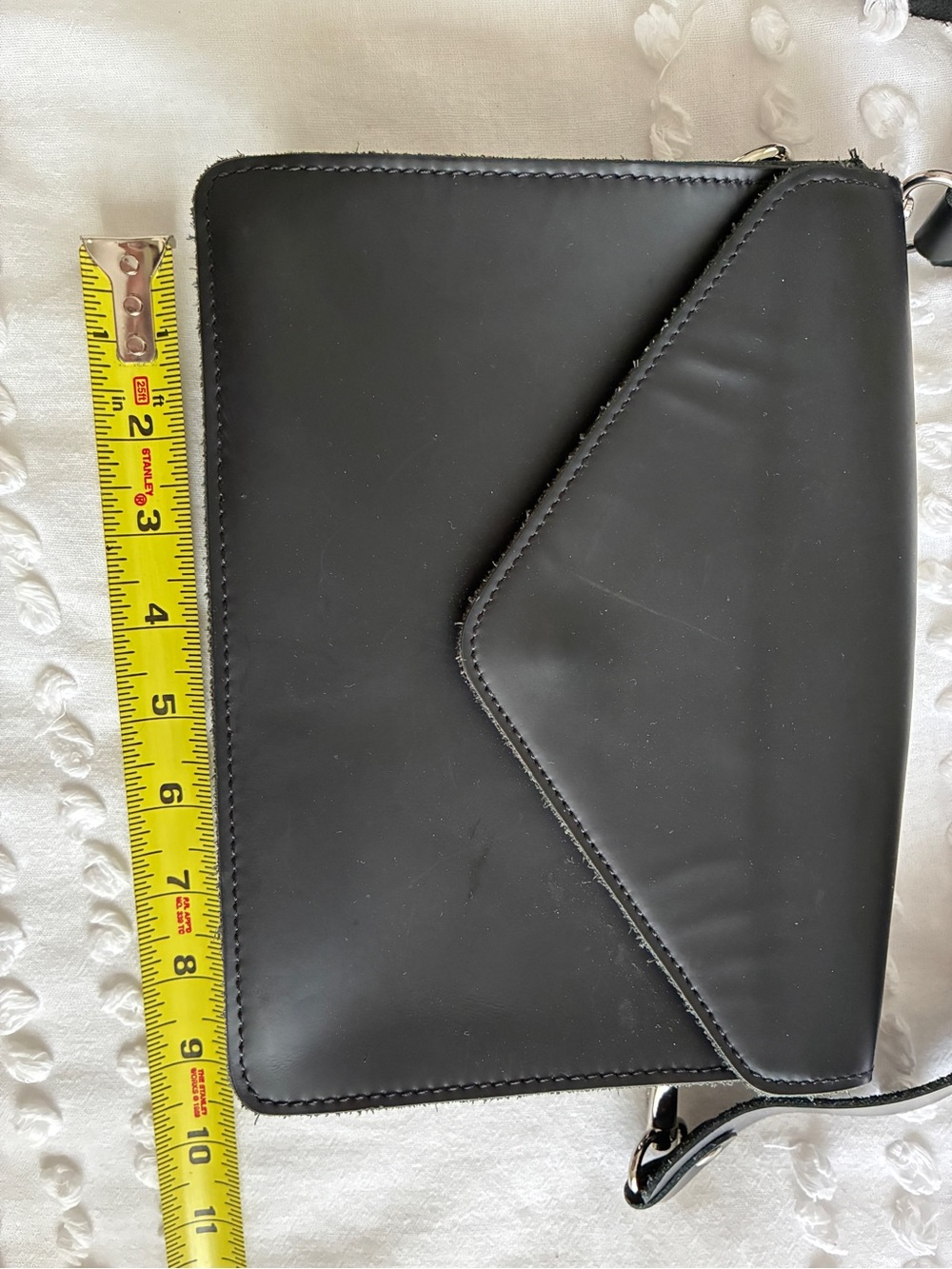 Black Leather Envelope Crossbody Bag - Picture 1 of 11